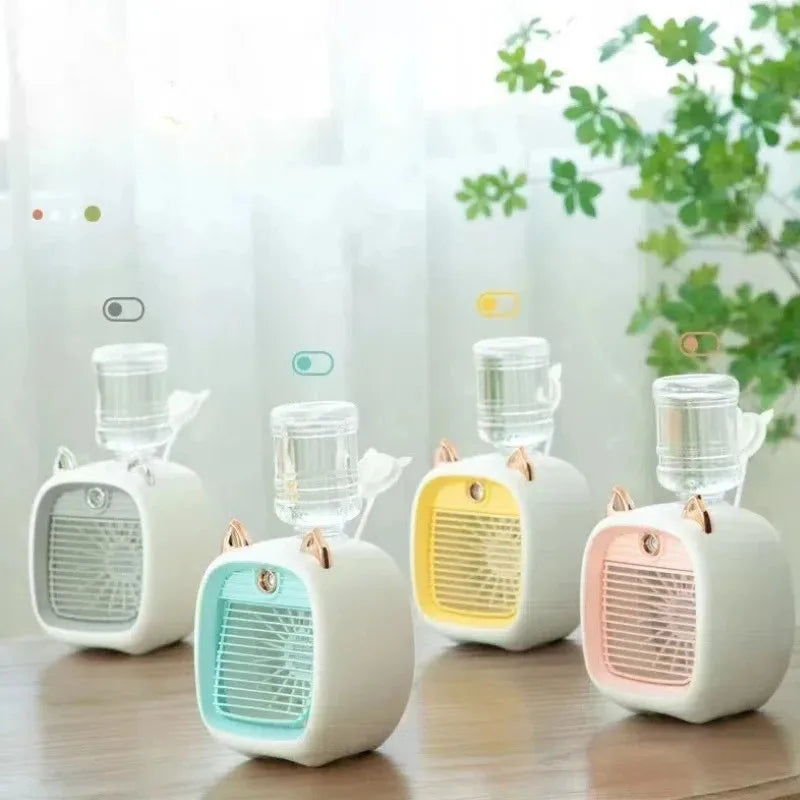 Mini Ventilador Portátil com Spray de Água – Refresca na Hora