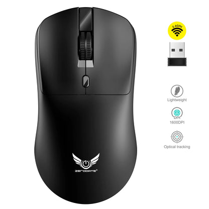 Mouse sem fio 2.4G ergonômico, ajustável, 800-1200-1600 DPI, leve e recarregável, para escritório e jogos, compatível com PC, notebook e MacBook Pro.