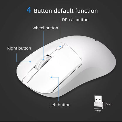 Mouse sem fio 2.4G ergonômico, ajustável, 800-1200-1600 DPI, leve e recarregável, para escritório e jogos, compatível com PC, notebook e MacBook Pro.