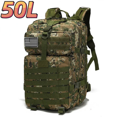 Mochila Tática Outdoor 30L / 50L – Impermeável em Nylon 1000D