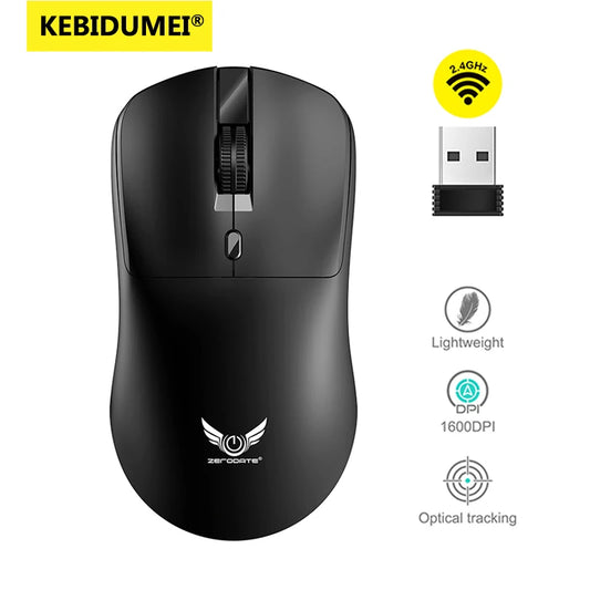 Mouse sem fio 2.4G ergonômico, ajustável, 800-1200-1600 DPI, leve e recarregável, para escritório e jogos, compatível com PC, notebook e MacBook Pro.
