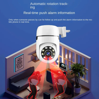Câmera WiFi IP 1080P Tipo Soquete para Monitoramento de Ambiente Infantil com Áudio Bidirecional, Visão Noturna e Rotação 355° / 90°