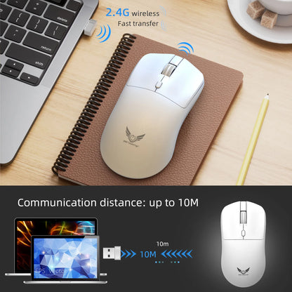 Mouse sem fio 2.4G ergonômico, ajustável, 800-1200-1600 DPI, leve e recarregável, para escritório e jogos, compatível com PC, notebook e MacBook Pro.
