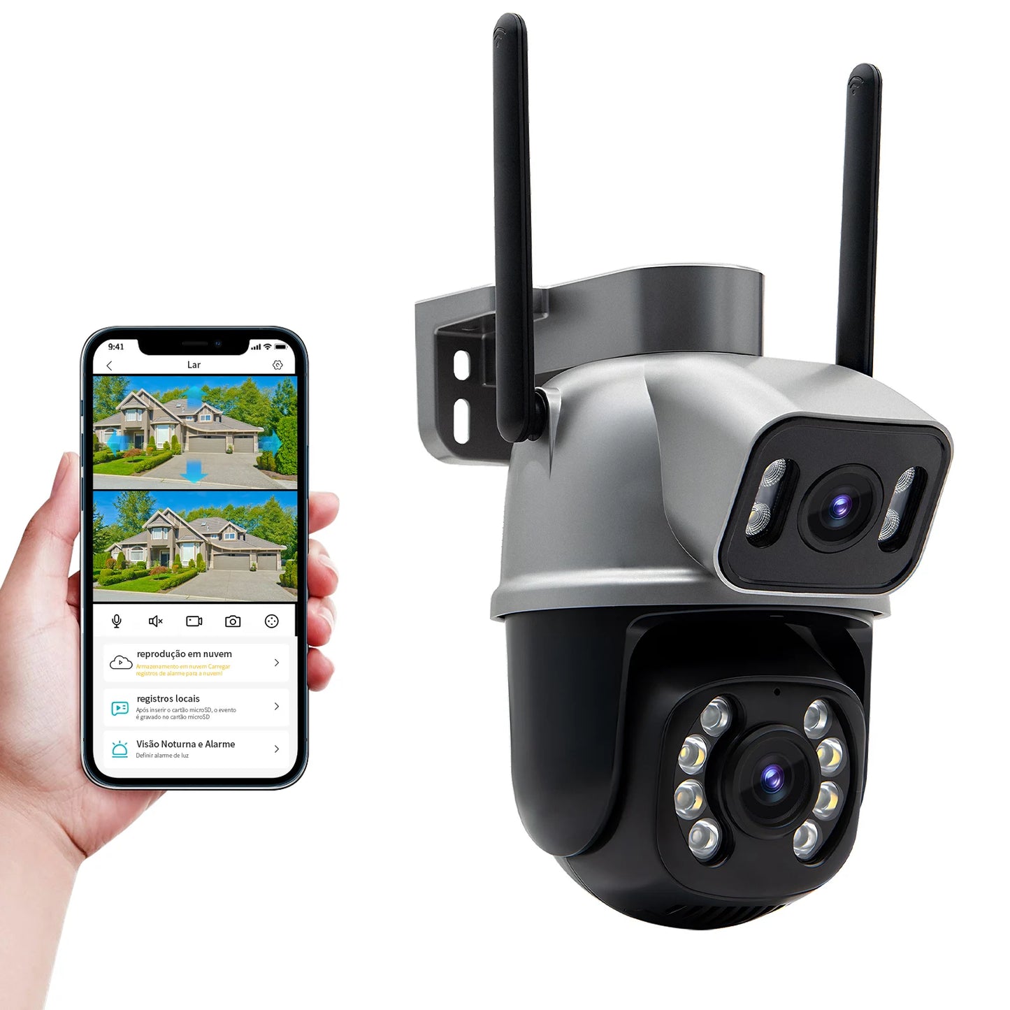 Câmera WiFi iCSee Black Ultra HD 4K – Segurança Residencial e Comercial