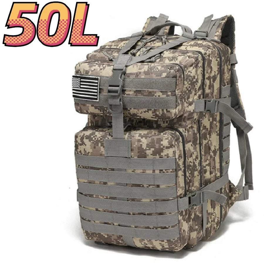 Mochila Tática Outdoor 30L / 50L – Impermeável em Nylon 1000D
