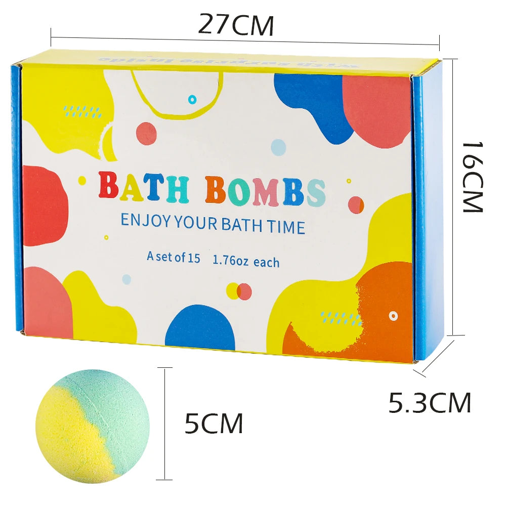 Bombas de Banho para Crianças com Surpresa Dentro, Kit com 15 Bombas de Banho Infantis, Espuma Efervescente Natural e Orgânica com Brinquedo de Banho